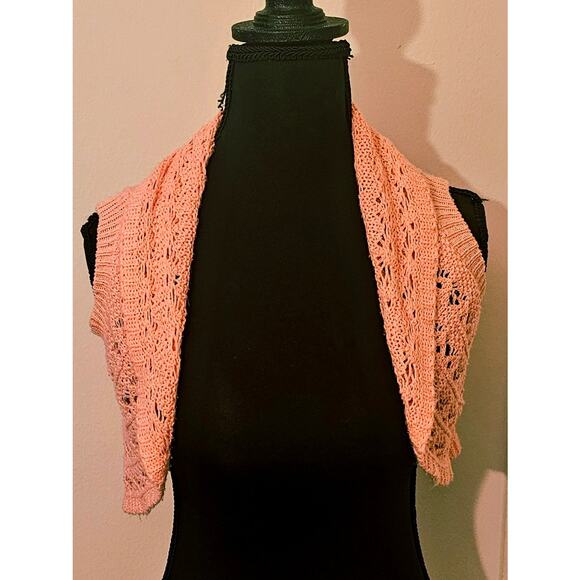 Peach Open-Knit Shrug Cardigan Its Our Time Girls Size 7/8 Lightweight Layering - Picture 1 of 7